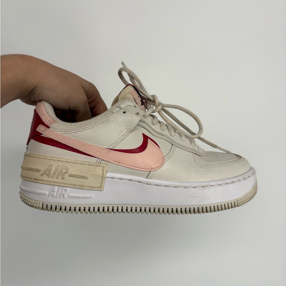 Nike Air Force 1 Shadow Phanton Sneakers Red Pink White and Cream